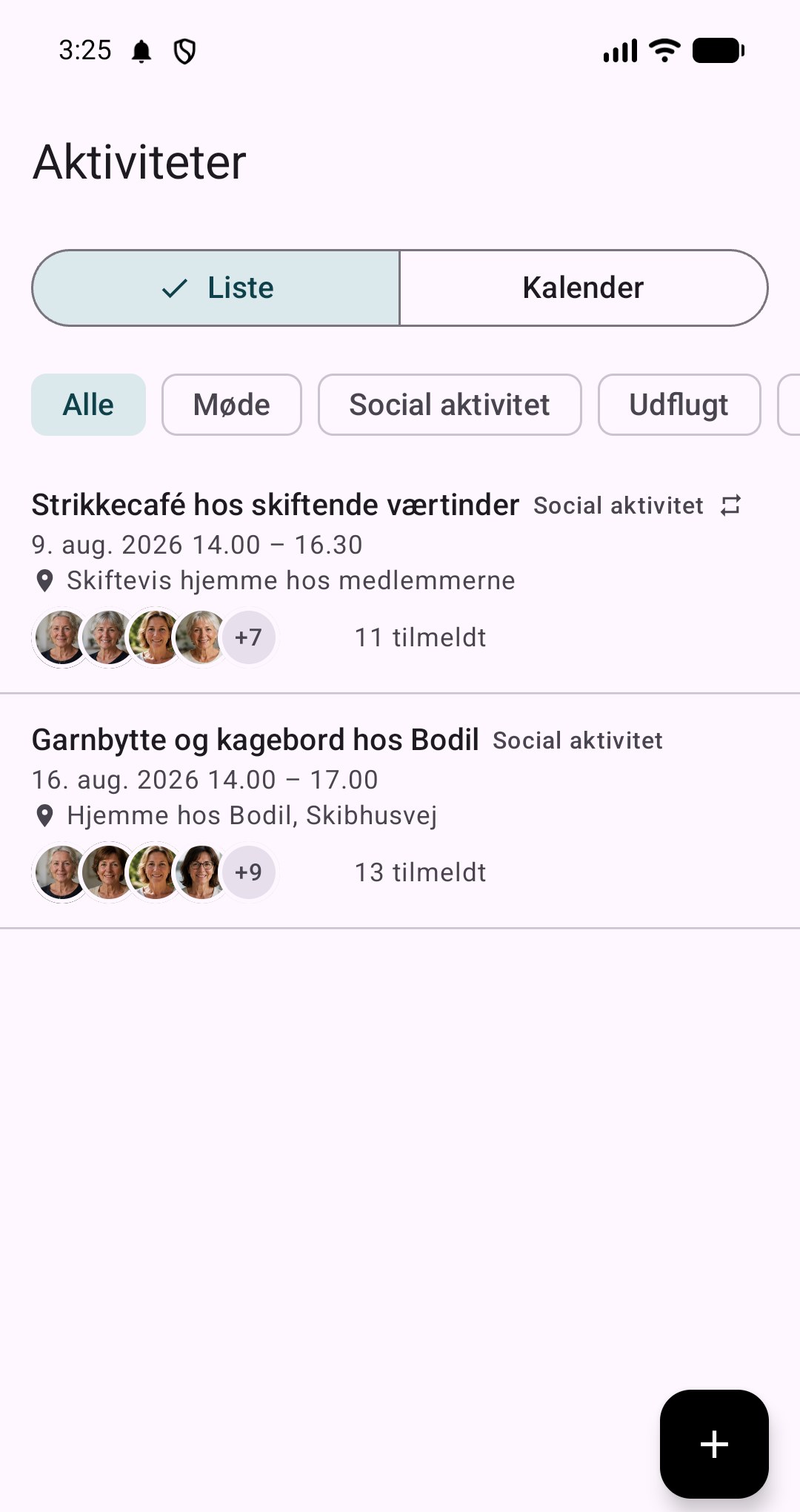 Activity list in Grupy